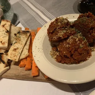 Mouhammara with pita and carrots