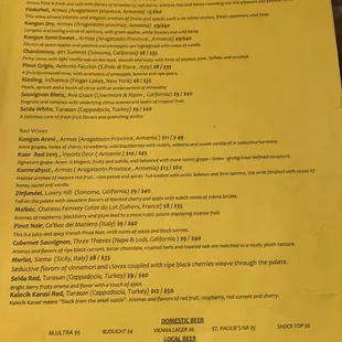 Wine menu