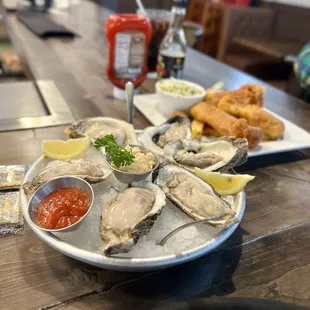 Yummy oysters and fish and chips ($15.95)