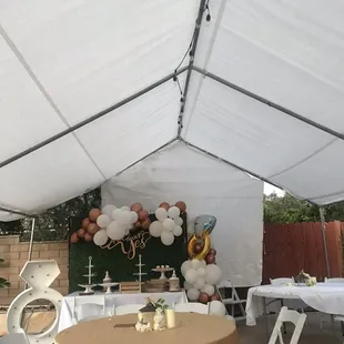 My balloon/ dessert table after being ignored popped from the wing and the tent wall not fitting the tent and no weights on the tent either