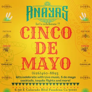 Come Celebrate Cinco de Mayo! Live music and cocktails! Bring your friends and family for a day of celebration to make your day!