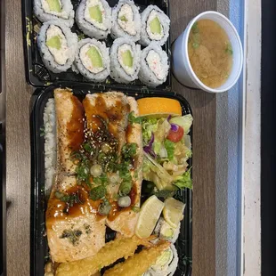 Miso cali and salmon bento