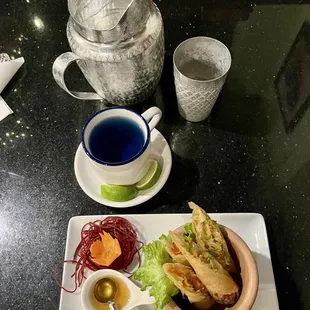 Anchan tea and spring rolls