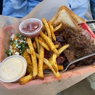 Independence Day Special, poor man's burnt ends fries and corn ribs