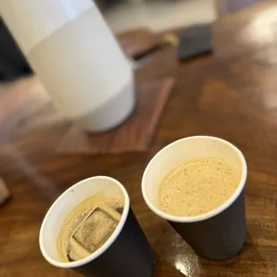 Iced americano &amp; galactic sauce latte