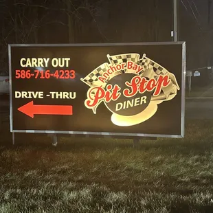 a sign in the dark