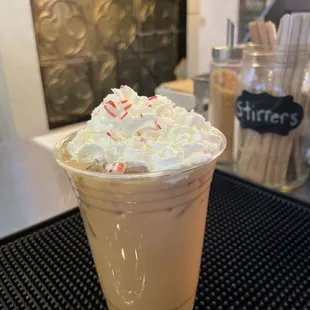 December 2024: candy cane iced latte