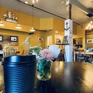 a vase of flowers on a table