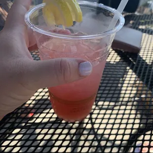 Freshly squeezed strawberry lemonade with Tito&apos;s!!!