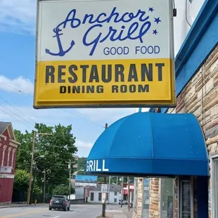 the sign for anchor grill