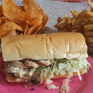 mounds of chips and fries