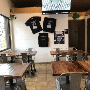 tables and chairs in a restaurant