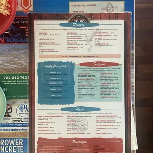 Front side of the Menu