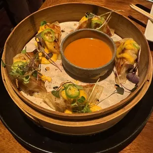 Lobster and shrimp potsticker from the new summer 2024 menu. Delicious (and spicy!)