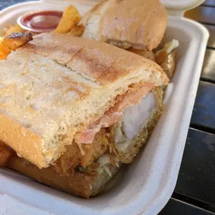 Gigantic prawns, fluffy roll -- a perfect sandwich!