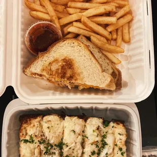 Cheesy Bread w/ Dungeness Crab Tuna Melt