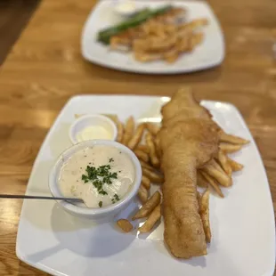 Fish and chips and clam chowder