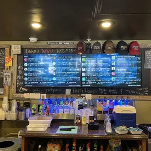 a menu on the wall