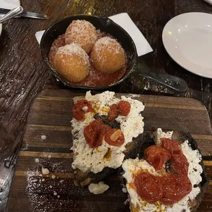 Burrata and arancini
