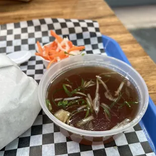 Broth that comes with pho brisket on rye