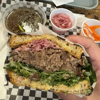Pho Brisket on Rye, Sandwich