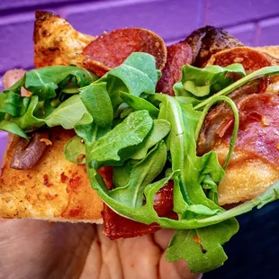 Maverick add arugula and olives. Meh. Soggy crust. :(