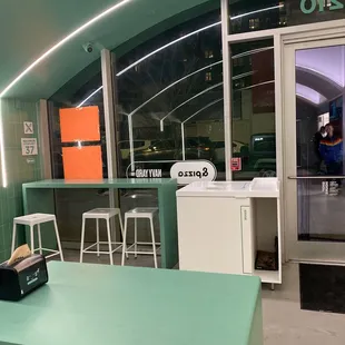 Interior is a cool seafoam green!