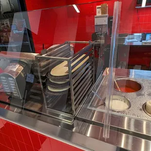 a counter in a restaurant