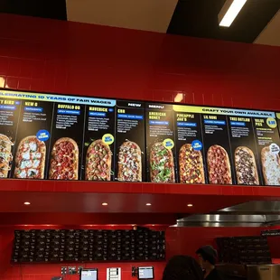 Pizza menu