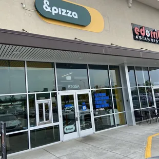  the entrance to a restaurant