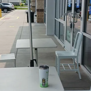 Outside seating.