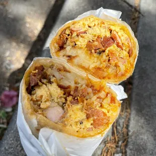 Three Meat Breakfast Burrito: $13.99