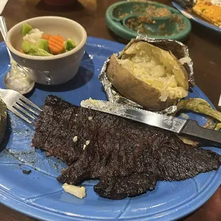 Burnt piece of meat that is cooked at &quot;Medium well&quot; they didn&apos;t even offer to replace or make things right