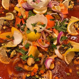 a close up of a dish of food