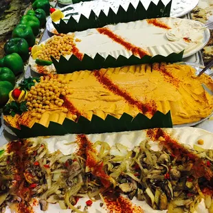 Hummus Bar ( spicy, spinach , onions mushroom and original)