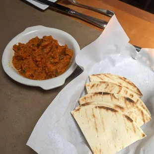 Pita bread with carrot dip