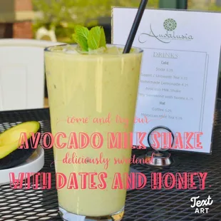 Organic Avocado Milk Shake