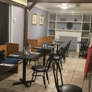 tables and chairs in a restaurant