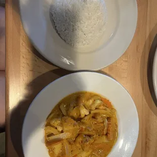 Yellow curry with shrimp. I got level 3