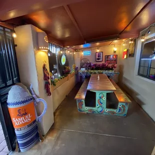 the inside of a dog house