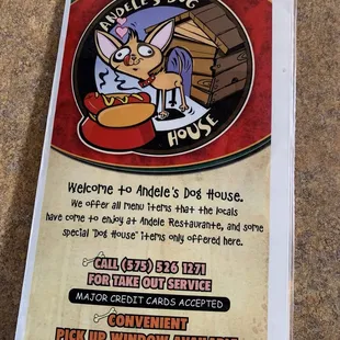 The dog house menu front