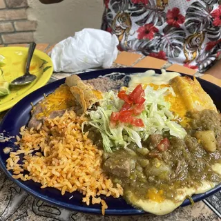 Red and Green Chile Con Carne with Potatoes