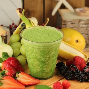 a glass of fruit smoothie