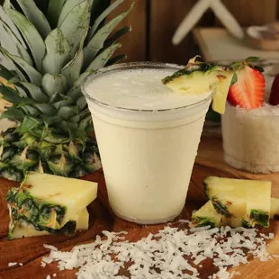 a pineapple and a pineapple drink