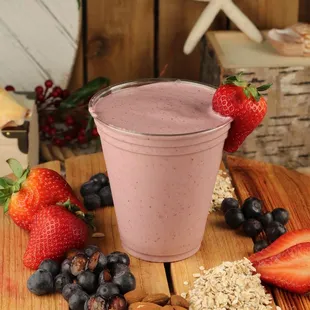 strawberries, blueberries, almonds, and strawberries