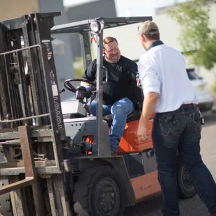 David on the fork lift