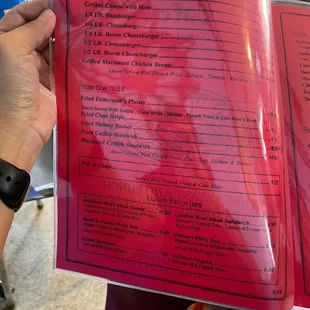a menu for lunch