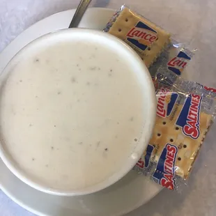 Cup of clam chowder