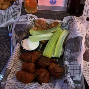 Half and half boneless wings