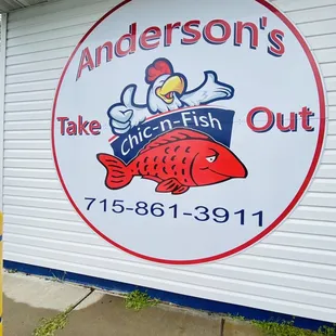 ows a sign for anderson's take - fish out